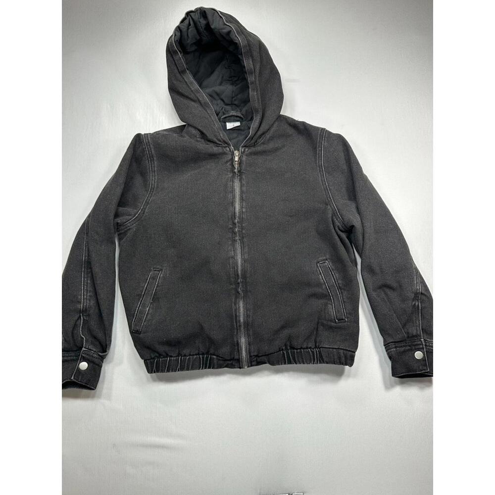 PacSun Hooded Denim Full Zip Tapered Black Kids XL/12